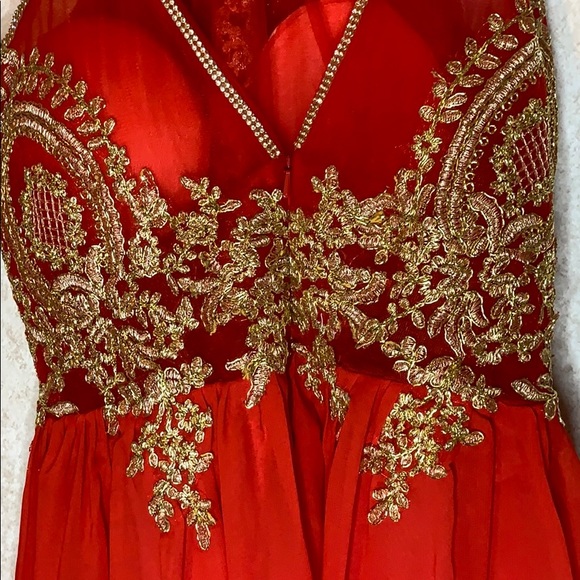 Red and gold long dress - Picture 7 of 12